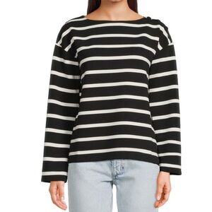 Rag & Bone Monochrome Black and White Striped Long Sleeve Top Large